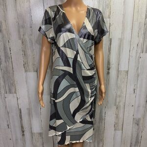 Metrostyle Plus Size Metallic Patterned Side‎ Ruched Dress